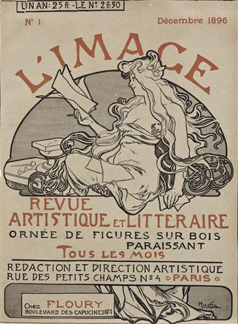 ALPHONSE MUCHA (1860-1939) & EUGÈNE GRASSET (1841-1917).  [ART NOUVEAU.] Group of 5 small format works. Circa 1900. Sizes vary.